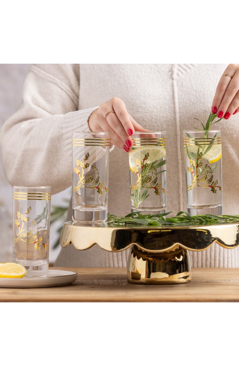 Transpac Cardinal Gold Glass Tumblers Set of 4 Elegant Drinkware, Alternate, color, Gold