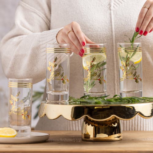 Transpac Cardinal Gold Glass Tumblers Set Of 4 Elegant Drinkware In Gold