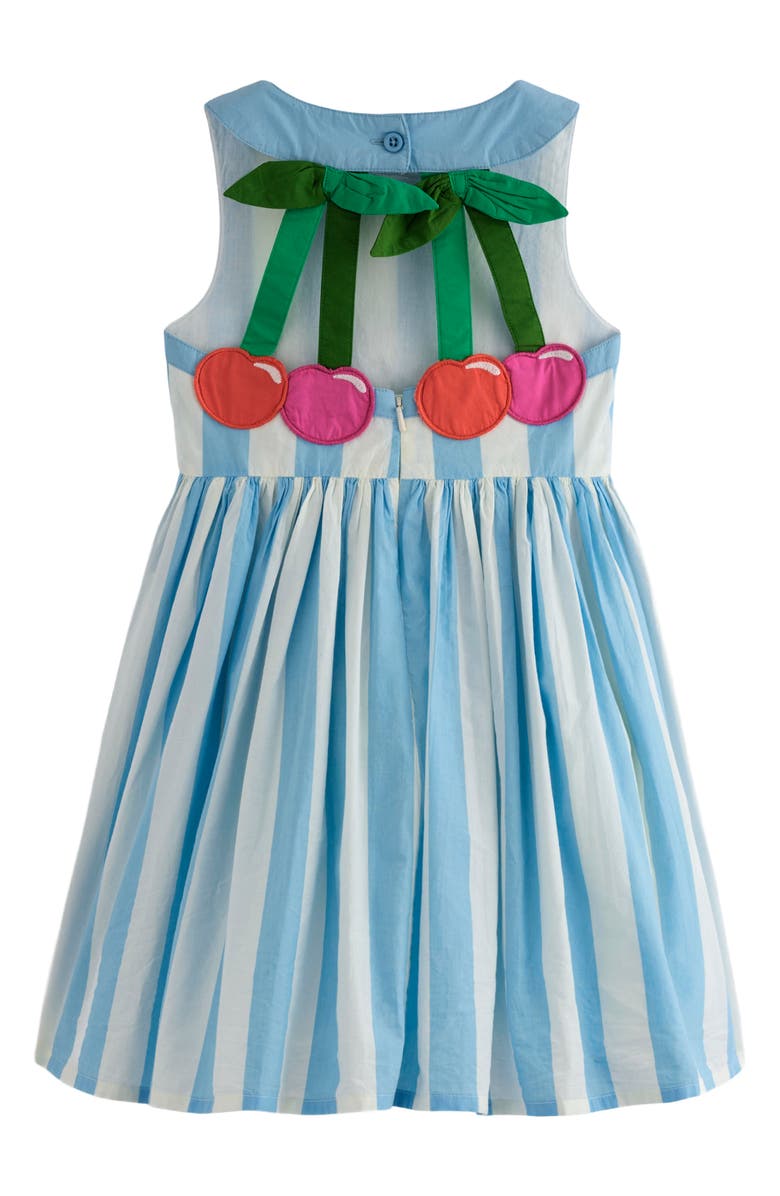 Mini Boden Kids' Harlow Stripe Strappy Cotton Sundress, Alternate, color, Cloud Blue Cherry Stripe