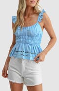 All in Favor Ruffle Peplum Sleeveless Top