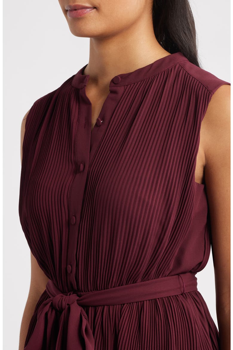 Pleated Minidress, Alternate, color, BORDEAUX