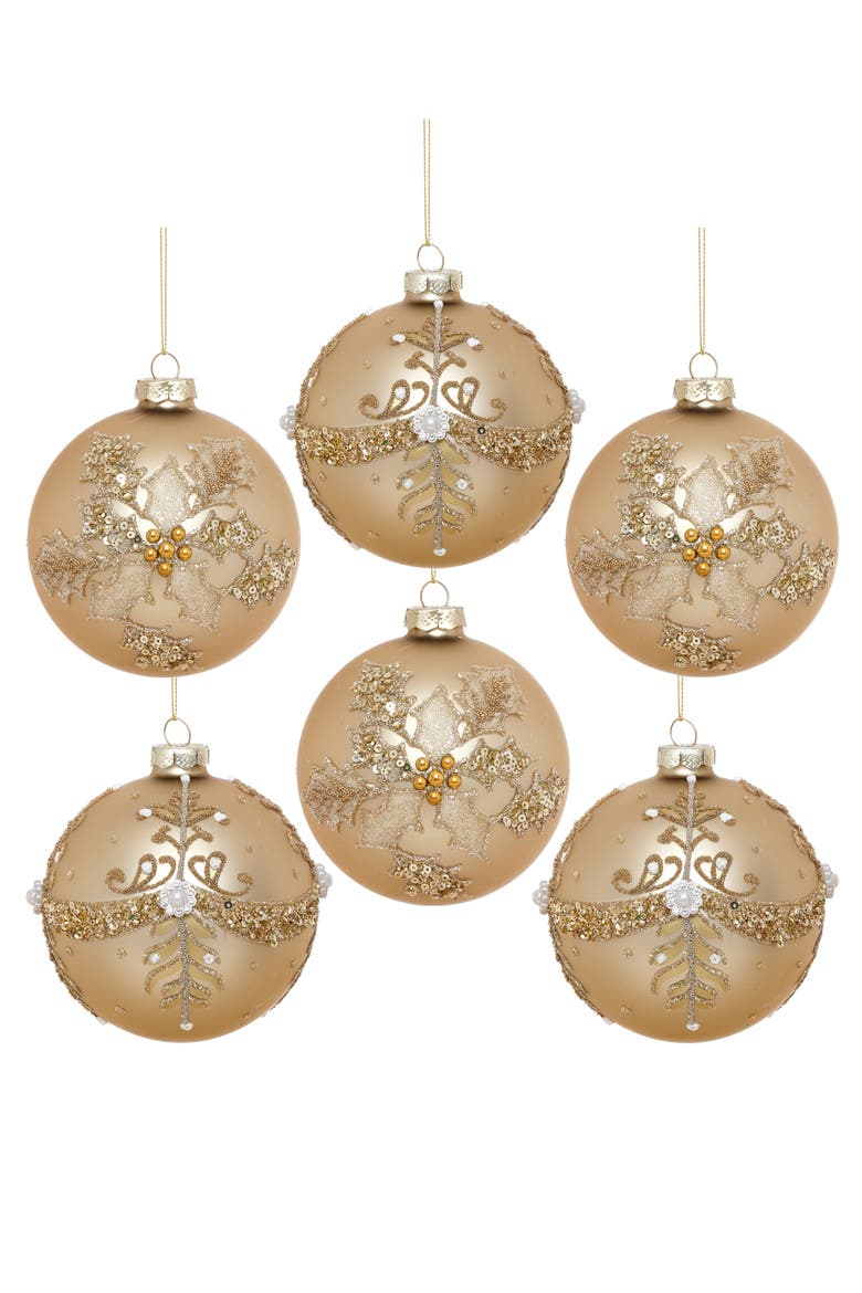 Elegant Pearl Ornament, Set of 6, Alternate, color, Champagne Gold