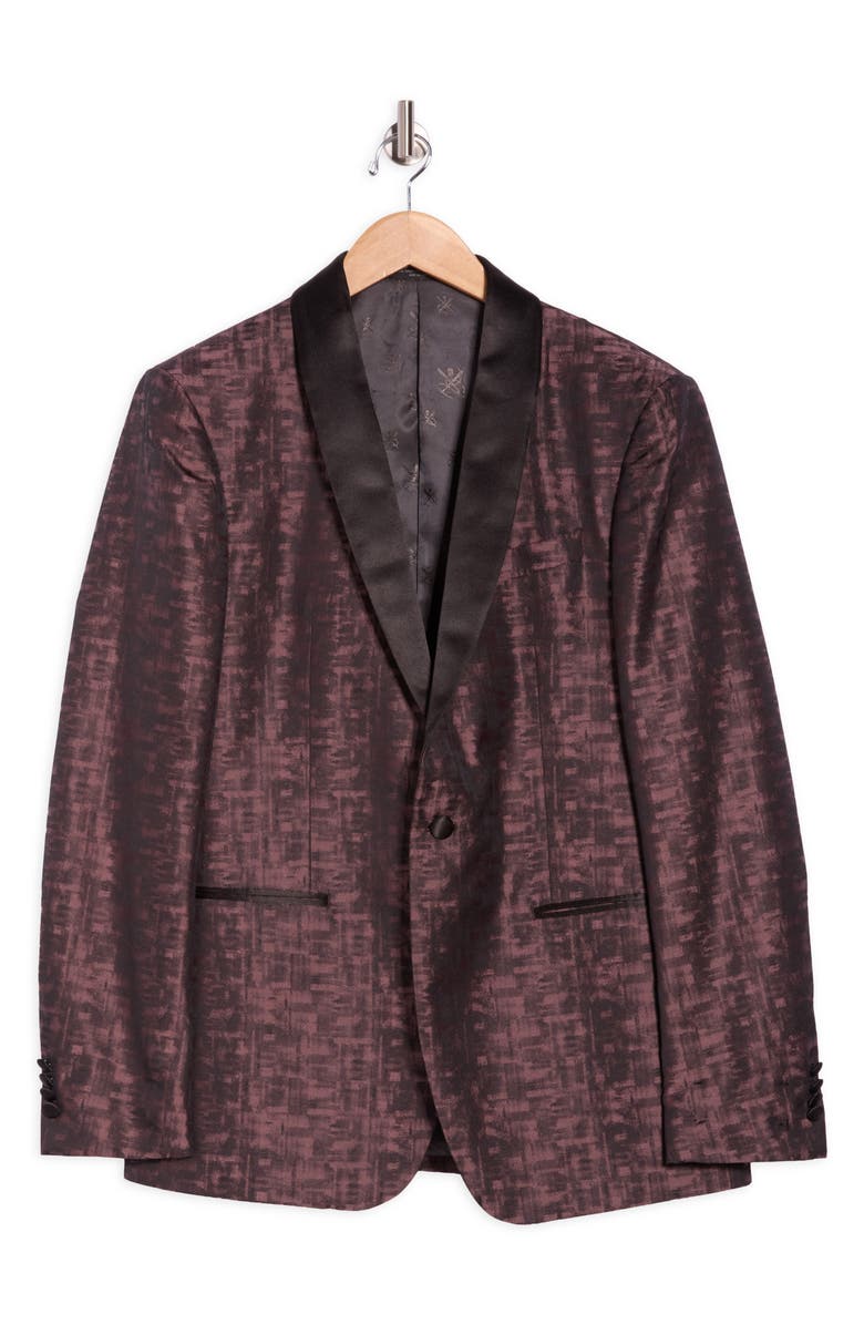 John Varvatos Star USA Geometric Patterned Shawl Lapel Dinner Jacket, Alternate, color, Pewter/Mauve