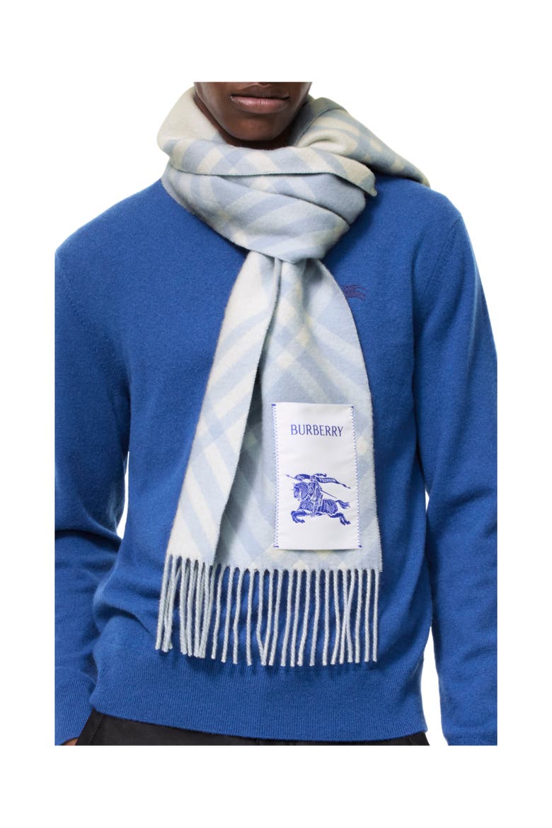Check Cashmere Scarf, Alternate, color, Bank blue