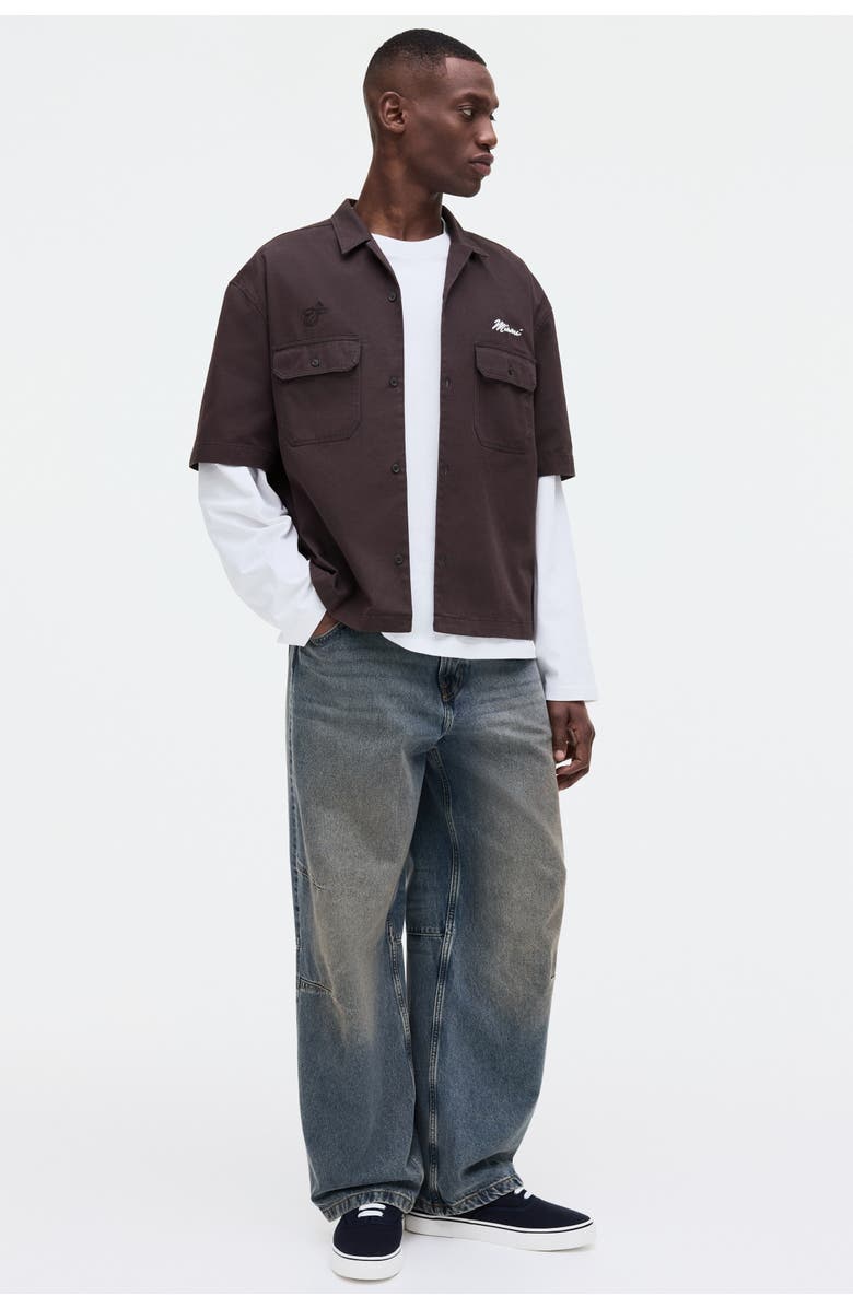 H&M Relaxed Fit Cotton Shirt, Alternate, color, Dark Gray/Nba