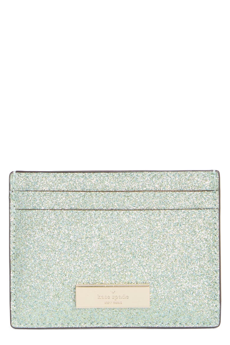 kenzie glitter card case, Main, color, SEAWATER