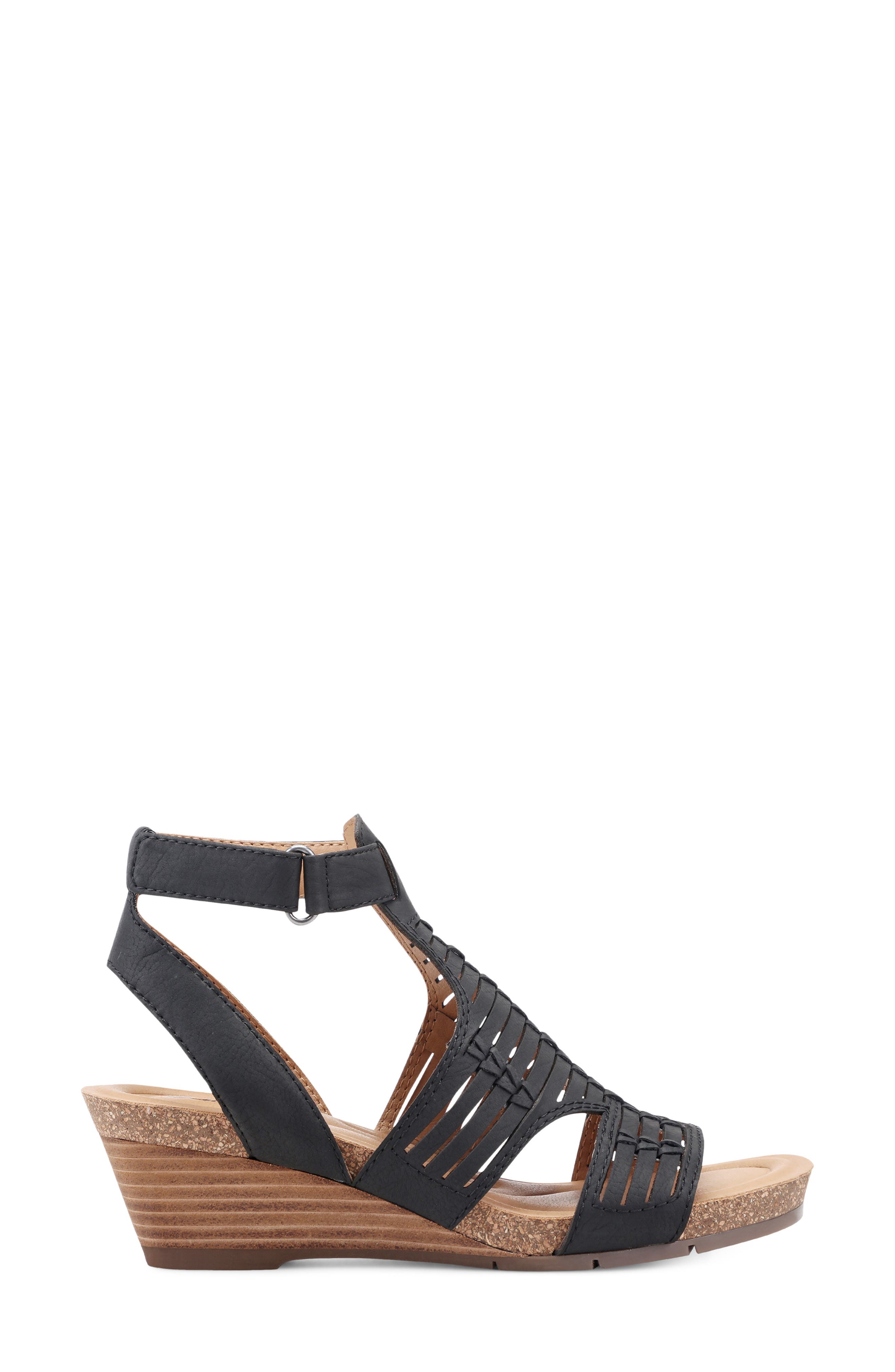 Earth<sup>®</sup> Helodie Wedge Sandal, Alternate, color, Black