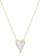The Lovery Fine Jewelry Elongated Mother of Pearl CZ Halo Heart Necklace