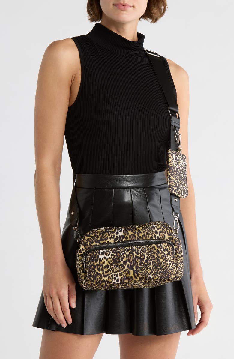 Madden Girl Nylon Camera Bag, Alternate, color, Leopard