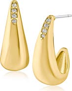 CZ by Kenneth Jay Lane Pavé Cubic Zirconia Curved Teardrop Earrings