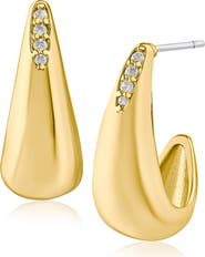 CZ by Kenneth Jay Lane Pavé Cubic Zirconia Curved Teardrop Earrings