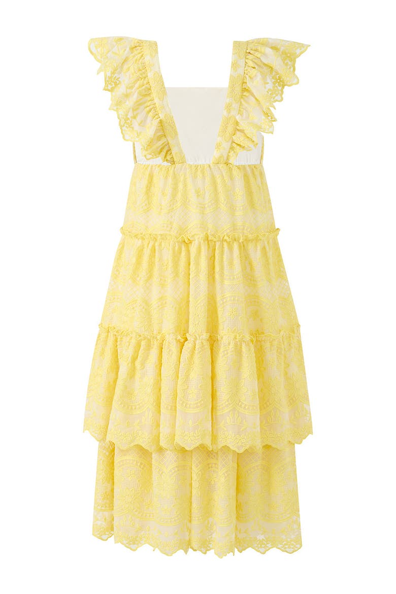 Kaia Lace Embroidered Maxi Dress, Alternate, color, Lemon
