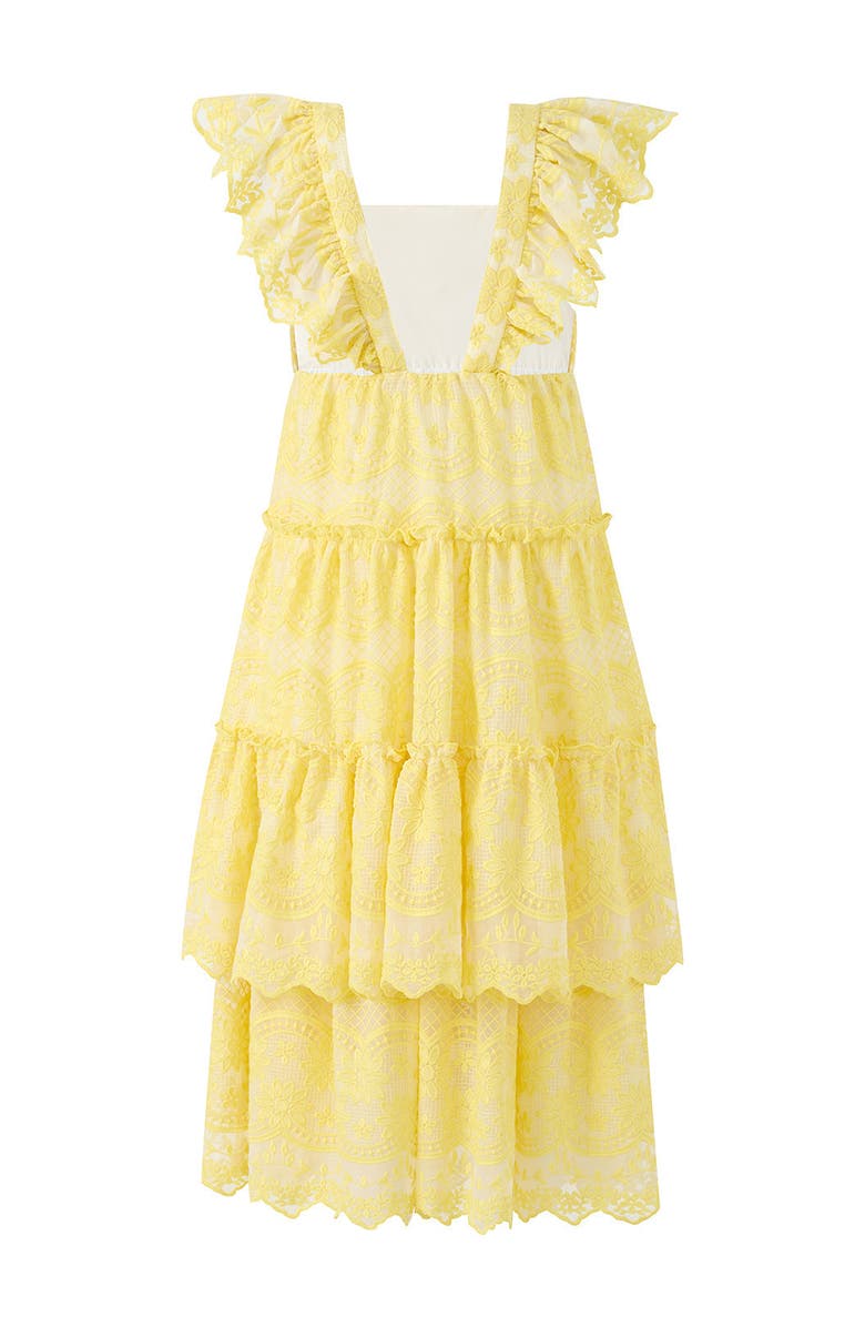 Marlo Kids Kaia Lace Embroidered Maxi Dress, Alternate, color, Lemon