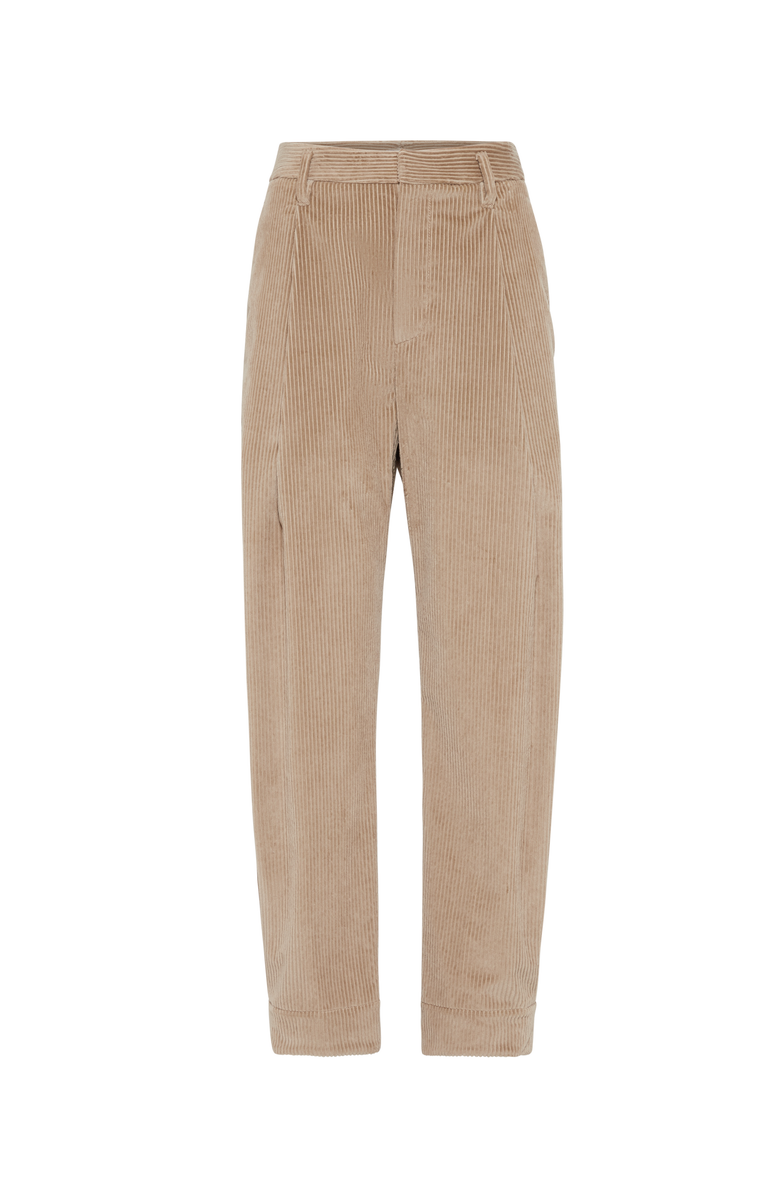 Brunello Cucinelli Cotton corduroy baggy sartorial trousers with monili, Main, color, 