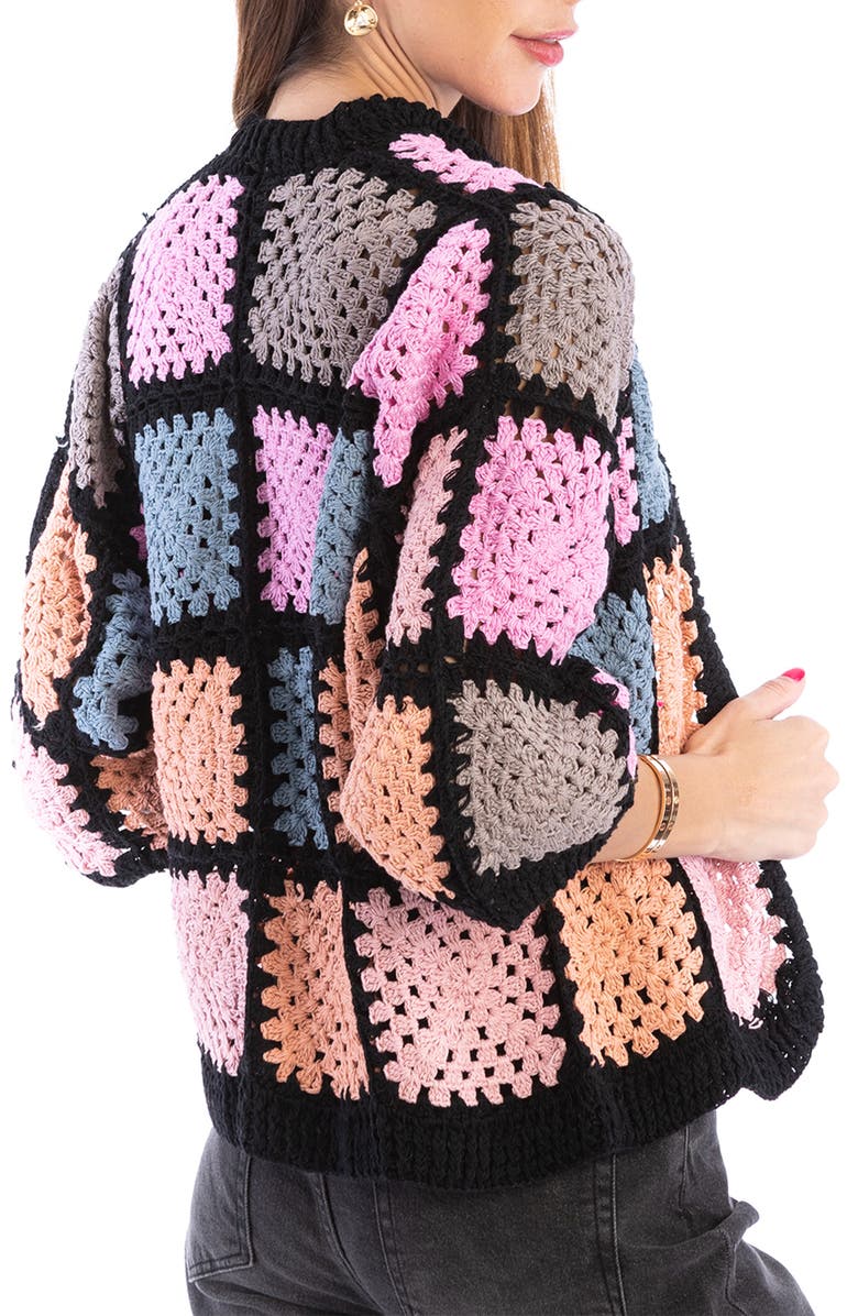 SAACHI Pastel Crochet Square Cardigan, Alternate, color,