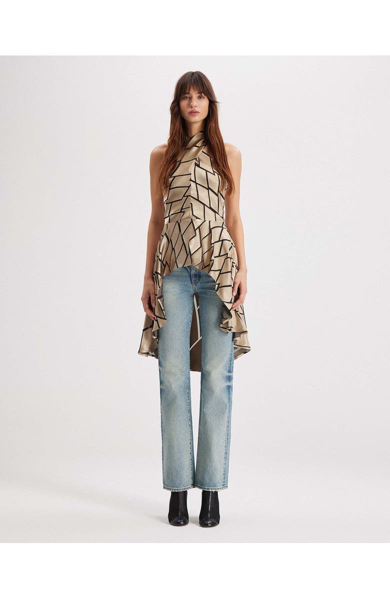 THEO The Label Theia Retro Burnout Hi-Low Halter Top, Alternate, color, Sand