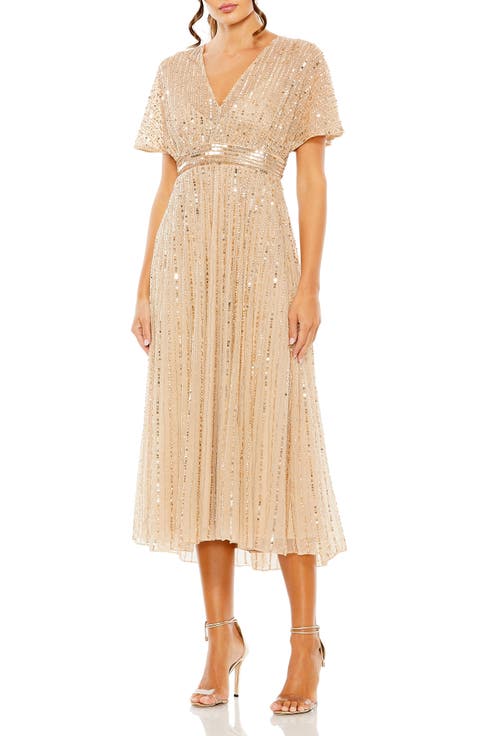 Empire Waist Embellished Short Sleeve Dress