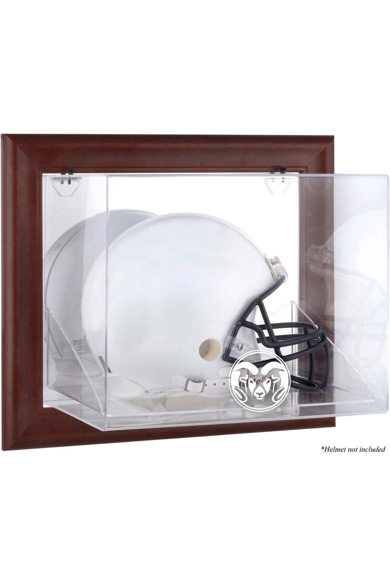 Colorado State Rams Brown Framed Wall-Mountable Helmet Display Case, Main, color, Brown