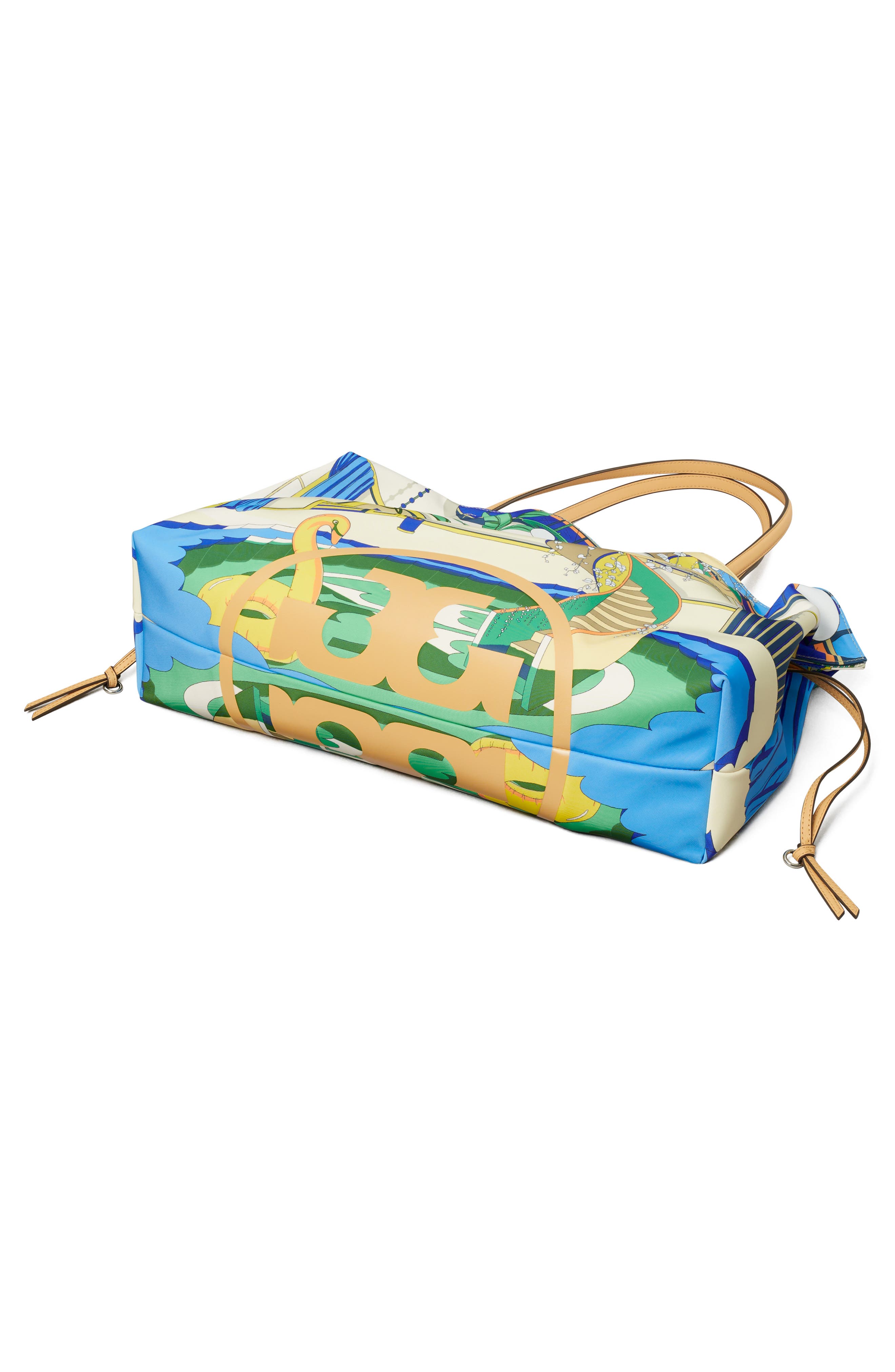 Ella Print Drawstring Tote, Alternate, color, THE POOL BLUE