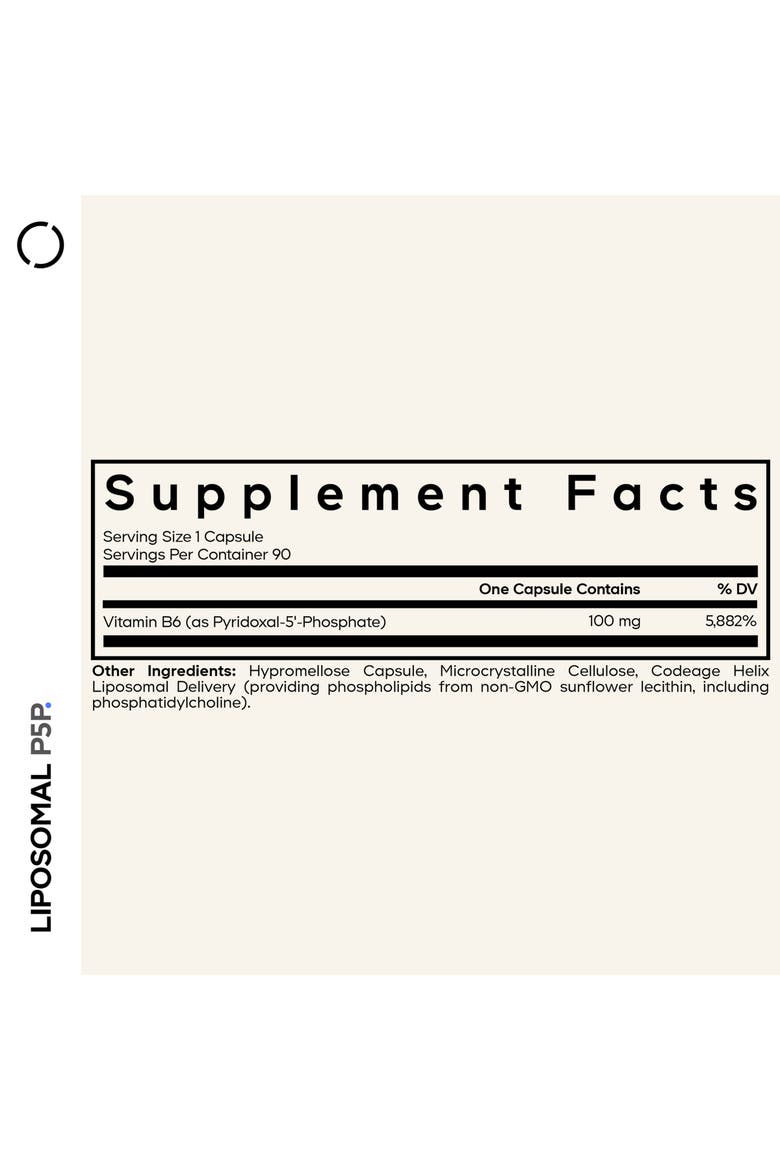 Liposomal P5P Supplement, Active Form Vitamin B6 Pyridoxal-5-Phosphate, Alternate, color, White