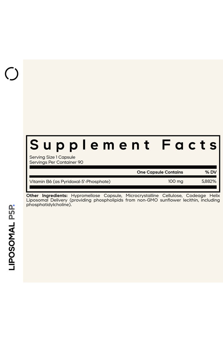 Codeage Liposomal P5P Supplement, Active Form Vitamin B6 Pyridoxal-5-Phosphate, Alternate, color, White
