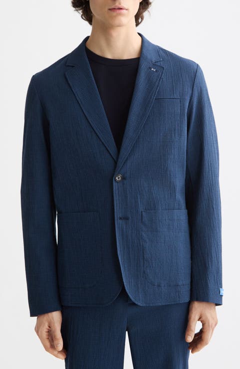 Regular Fit Unconstructed Cotton Stretch Seersucker Suit Jacket