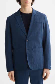 Regular Fit Unconstructed Cotton Stretch Seersucker Suit Jacket