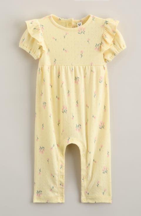 Floral Print Pointelle Romper