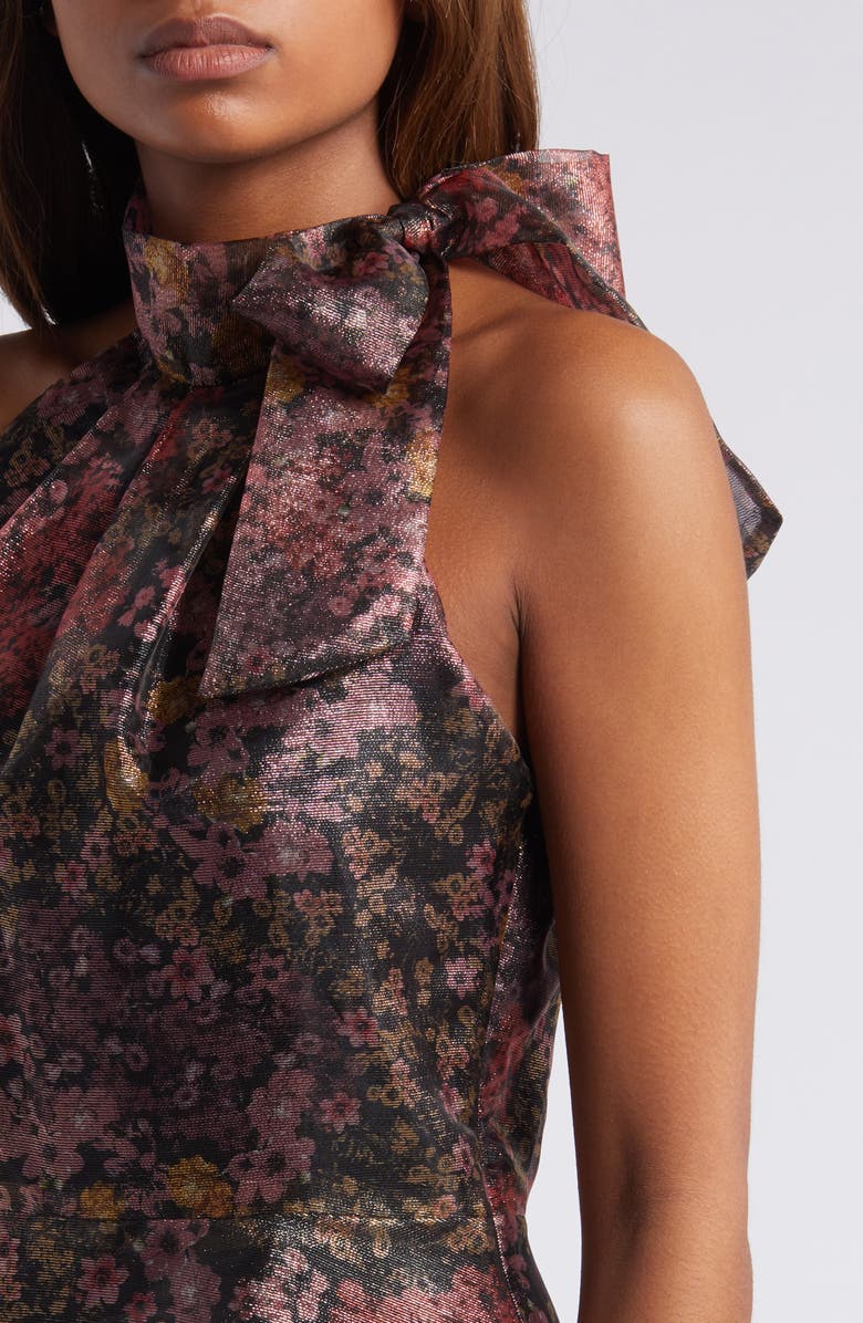 Black Halo Audrey Metallic Floral Cocktail Dress, Alternate, color,