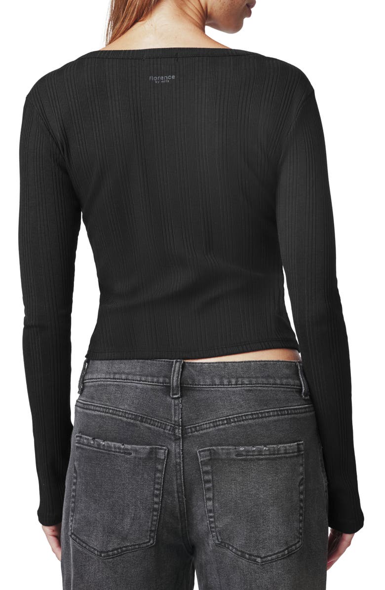Florence by Mills Ribbed Henley Cardigan, Alternate, color, Black