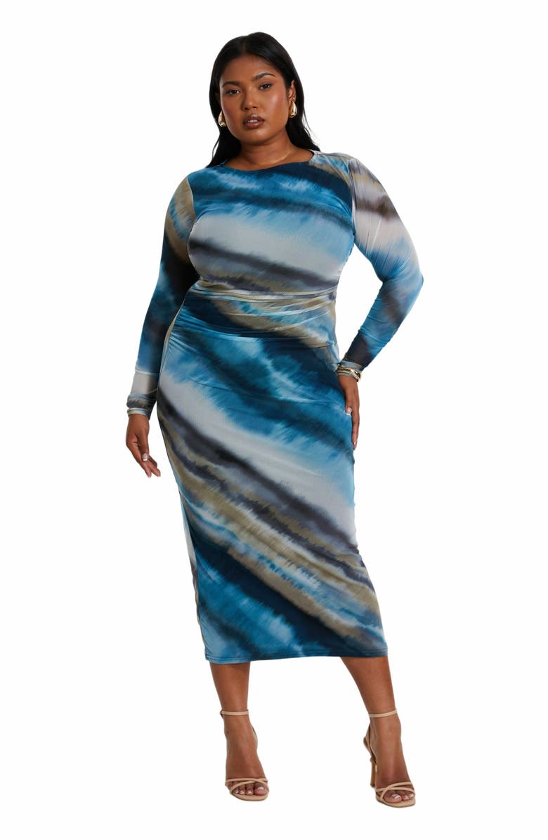 QUIZ Mesh Round Neck Maxi Dress, Main, color, Blue