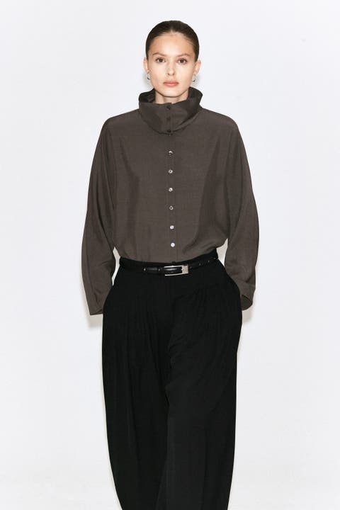 Fluid Mock-Neck Blouse