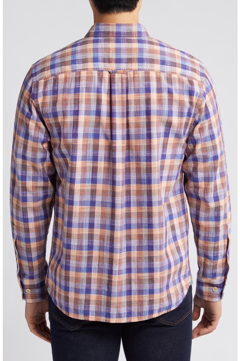 Sand Dune Check Woven Cotton Button-Up Shirt, Alternate, color, GUAVA ICE