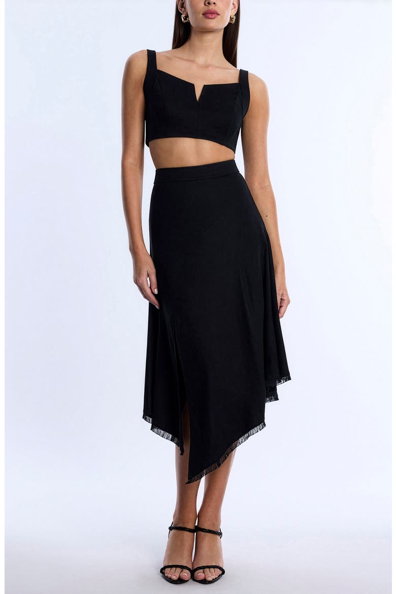 Notched Neck Crop Top, Alternate, color, BLACK