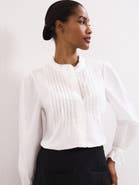 Phase Eight Laurie Pleated Embroidered Cotton Blouse