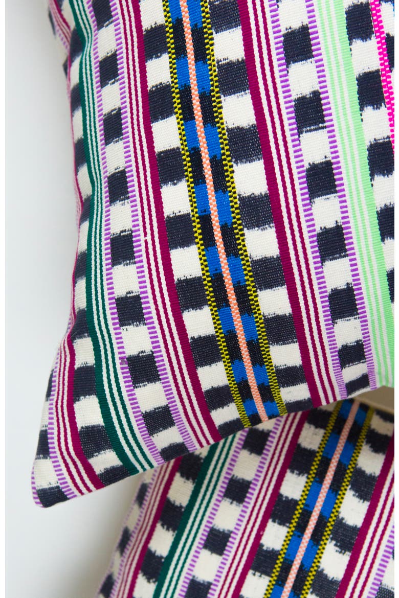 Santiago Lime and Pink Handwoven Cotton Ikat Rectangle Throw Pillow, Alternate, color, Multicolored