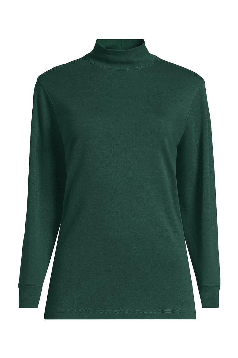 Relaxed Cotton Long Sleeve Mock Turtleneck, Alternate, color, Pine