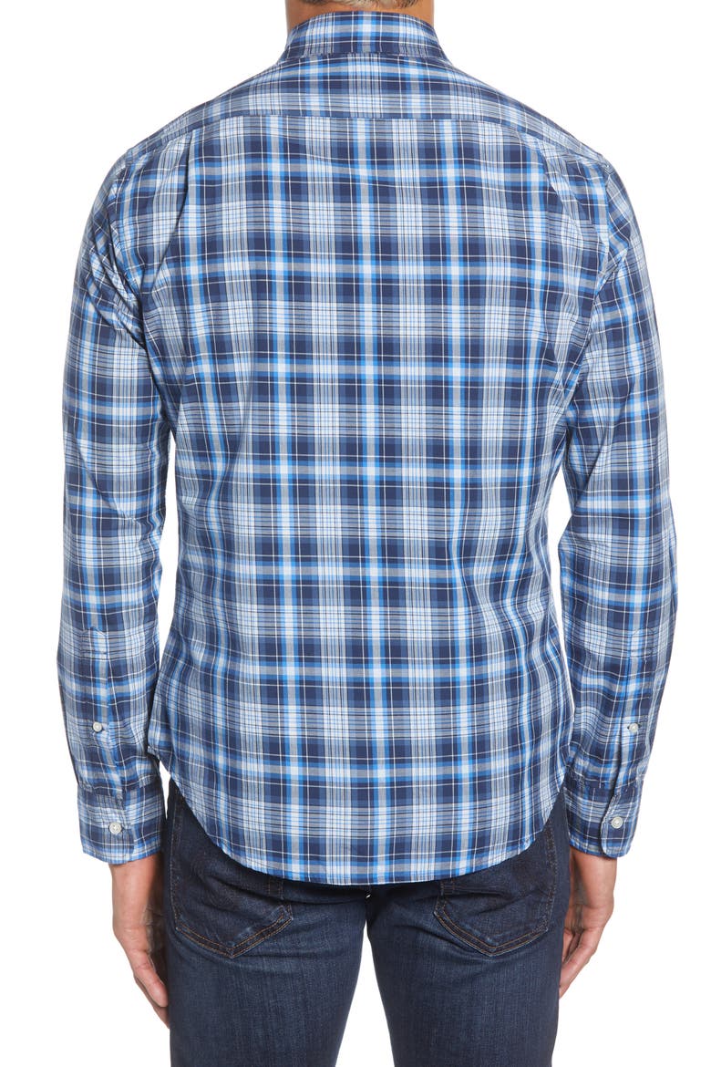 Slim Fit Plaid Button-Down Sport Shirt, Alternate, color, COBURN PLAID - PALACE BLUE