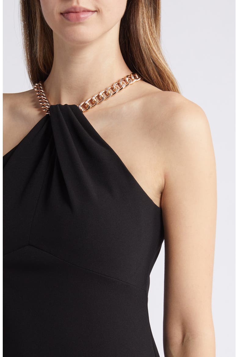 Halter Neck Cocktail Dress, Alternate, color, BLACK