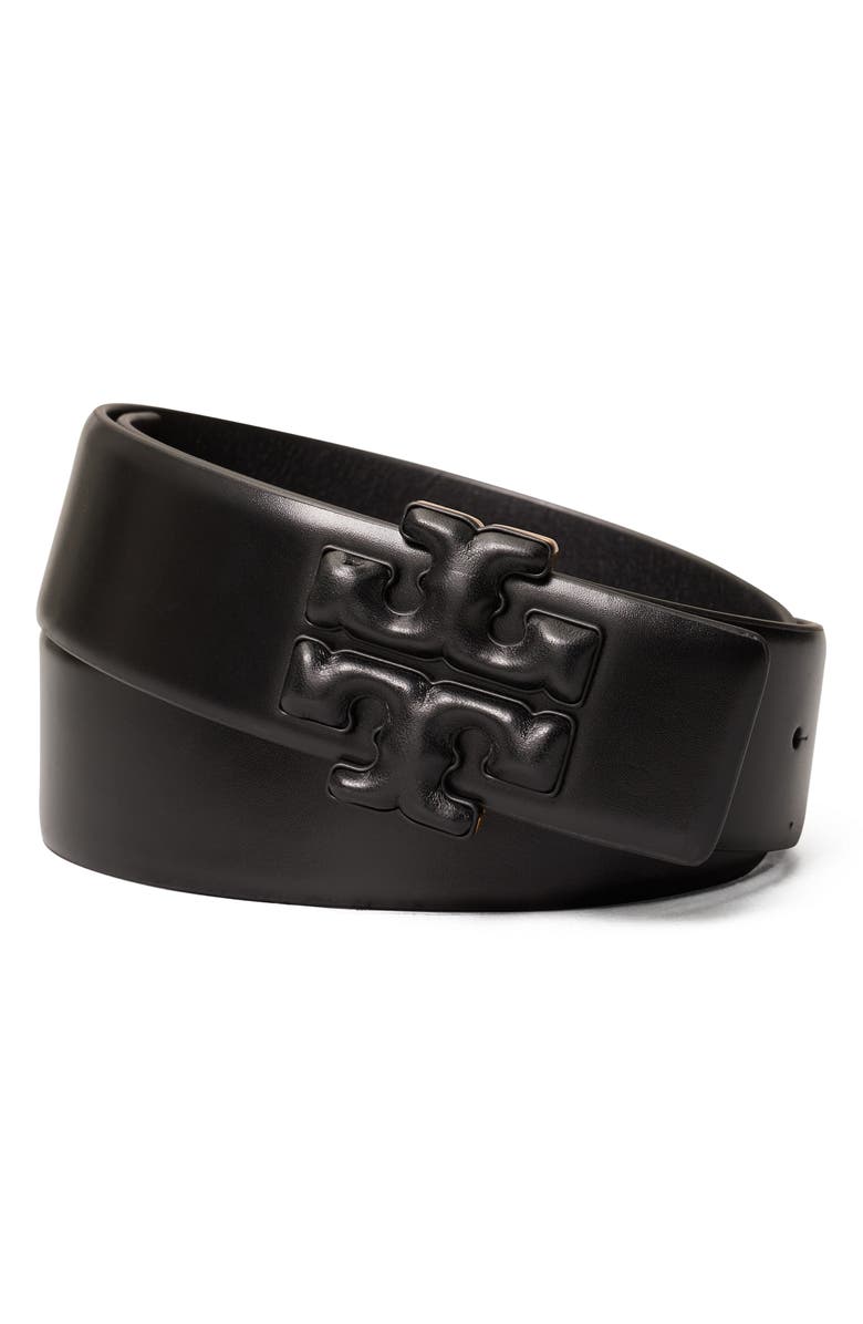 Tory Burch Eleanor Logo Leather Belt, Main, color,