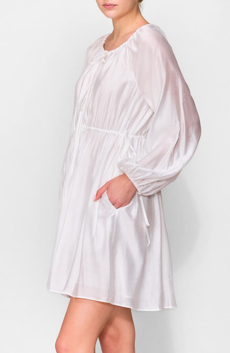 MELLODAY Tie Detail Long Sleeve Minidress, Alternate, color, Ivory