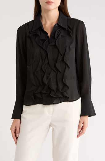 Adrianna Papell Ruffle Front Button-Up Shirt