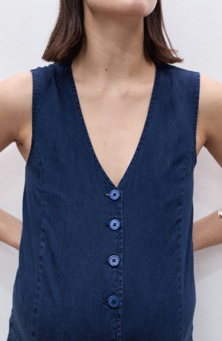 MANGO Chambray Maternity Jumpsuit, Alternate, color, Dark Blue