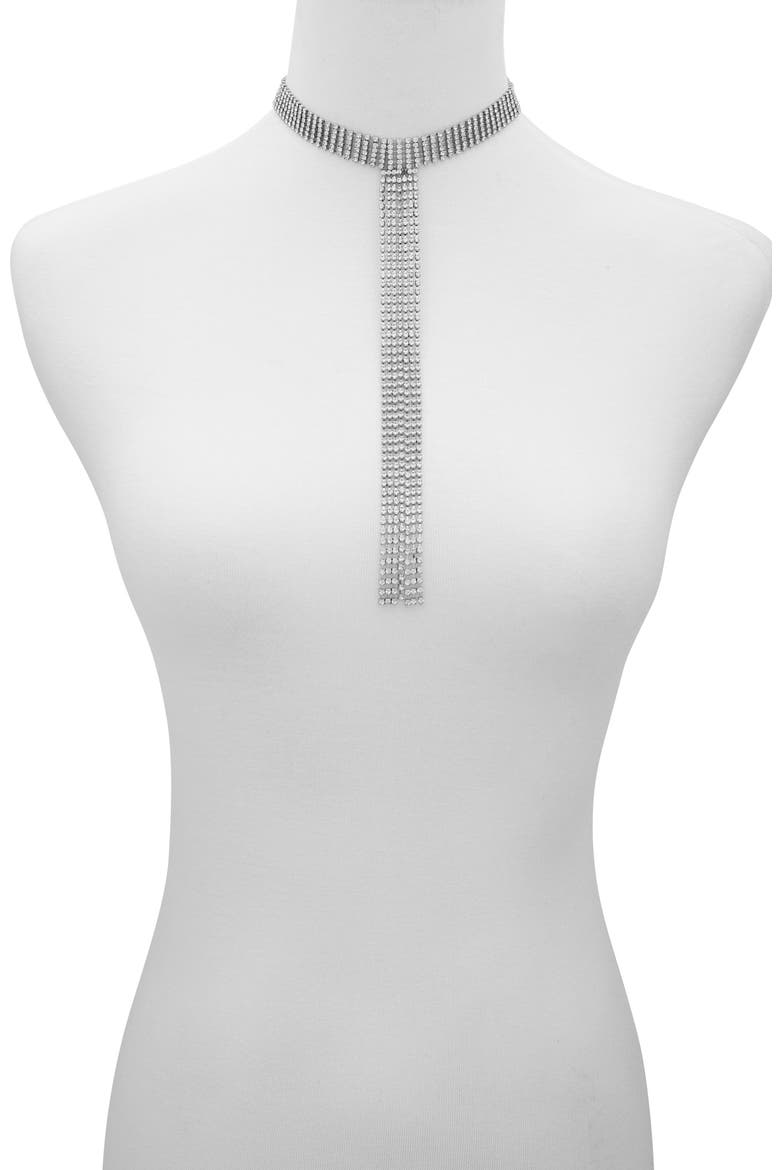 Crystal Y-Necklace, Alternate, color, SILVER