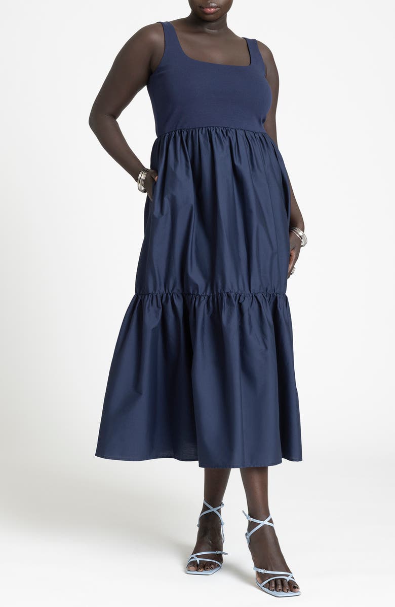 ELOQUII Mixed Media Midi Tank Dress | Nordstrom