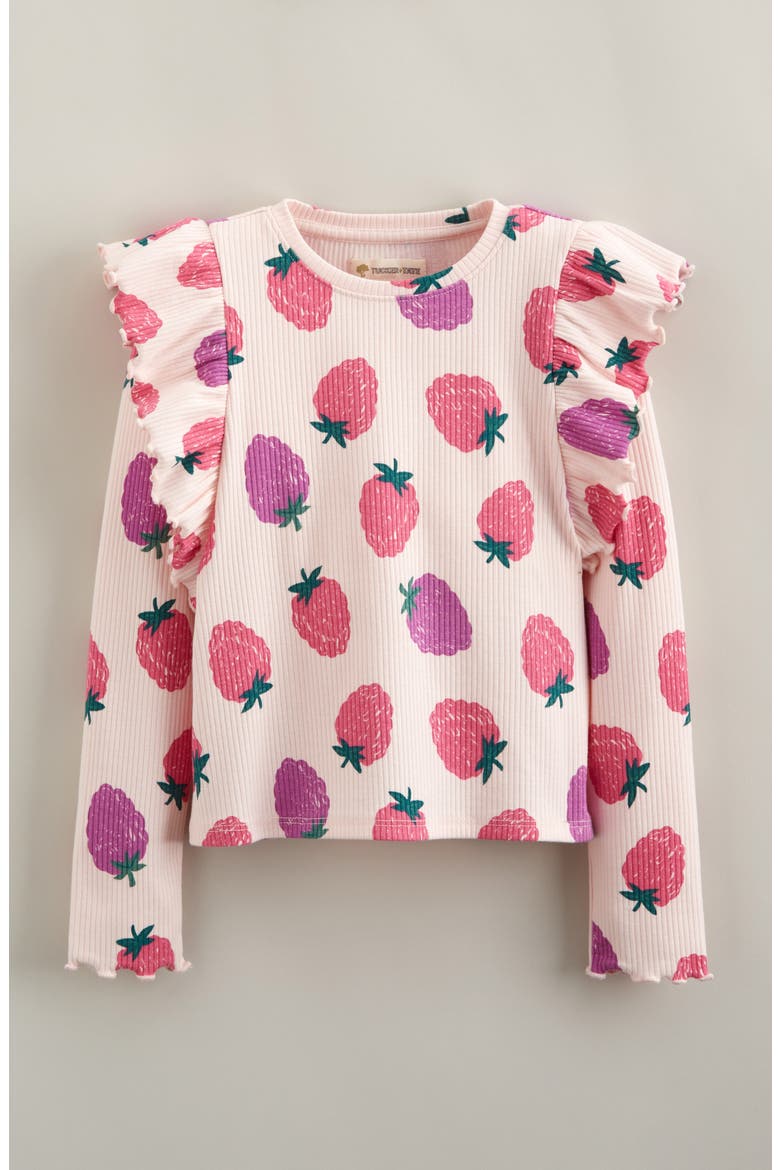 Kids' Ruffle Sleeve Rib Top, Main, color, PINK BALM BERRY TOSS