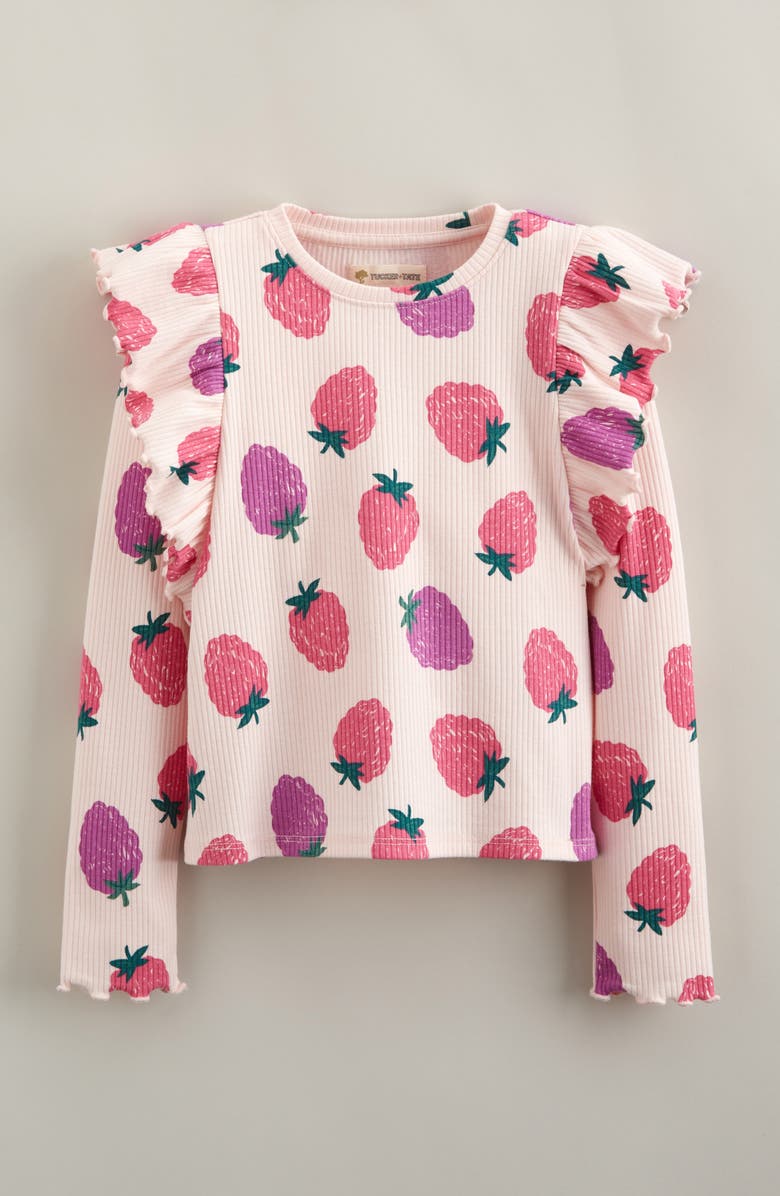 Tucker + Tate Kids' Ruffle Sleeve Rib Top, Main, color, Pink Balm Berry Toss