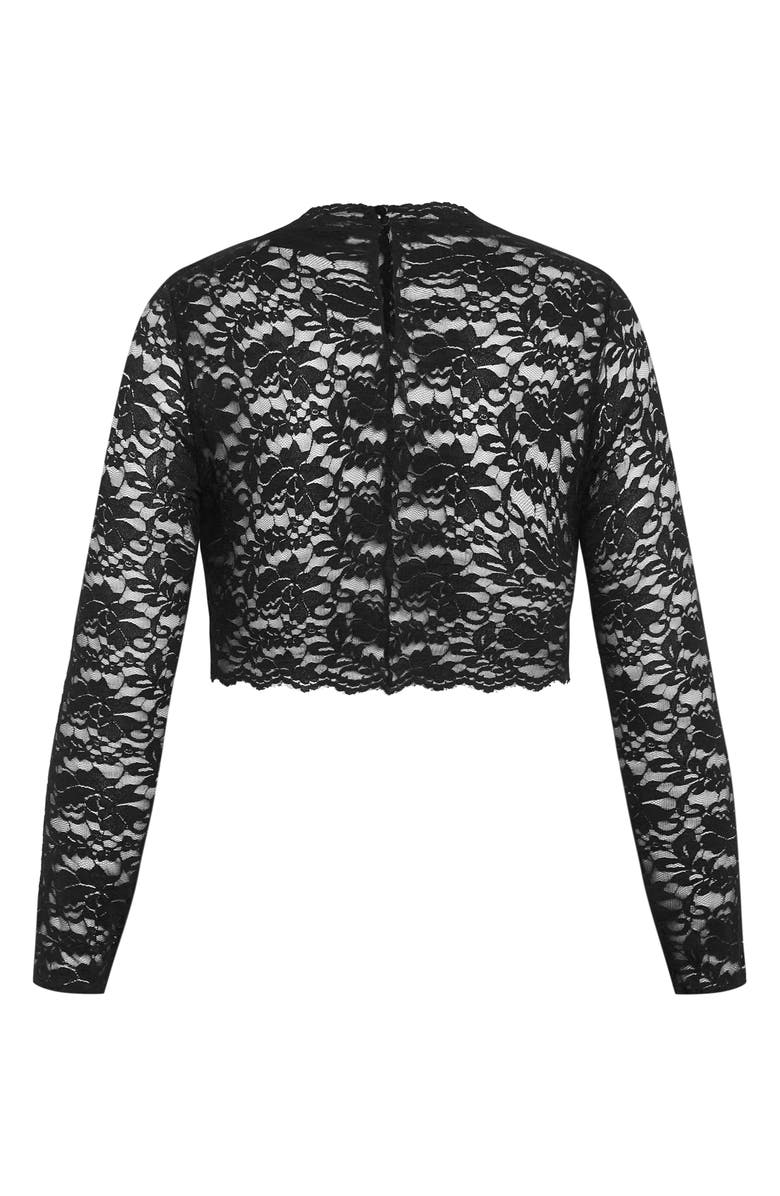 City Chic Arlette Sheer Lace Crop Top, Alternate, color, Black