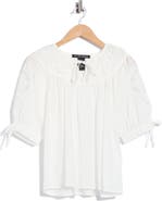 Forgotten Grace Eyelet Cotton Top with Tie Sleeves