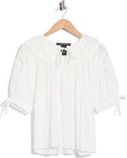 Forgotten Grace Eyelet Cotton Top with Tie Sleeves
